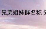 兄弟姐妹群名称 兄弟姐妹群名称推荐